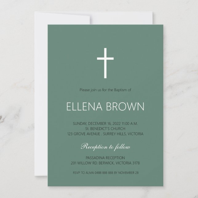 Minimalist Christening Invite (Front)
