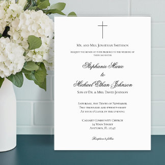 MINIMALIST Christian Cross Formal Church Wedding Invitation