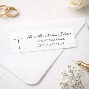 MINIMALIST Christian Cross Wedding Return Address