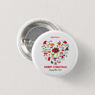 Minimalist Christmas and New Year Happy Cute 3 Cm Round Badge