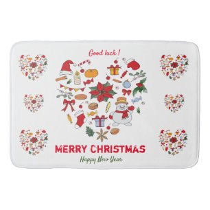 Minimalist Christmas and New Year Happy Cute Bath Mat