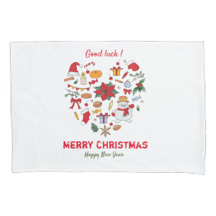 Minimalist Christmas and New Year Happy  Cute Pillowcase