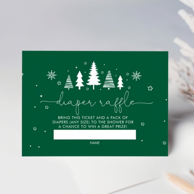 Minimalist Christmas Baby Shower Diaper Raffle 2 Enclosure Card (Creator Uploaded)