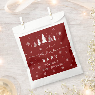 Minimalist Christmas Baby Shower Red Favour Bags