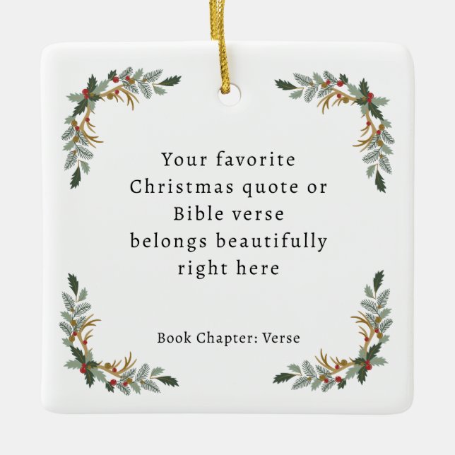 Minimalist Christmas Bible Verse Ceramic Ornament (Front)
