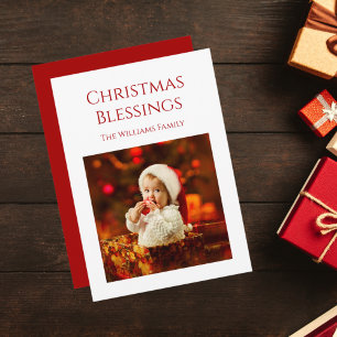 Minimalist Christmas Blessings Photo Holiday Card