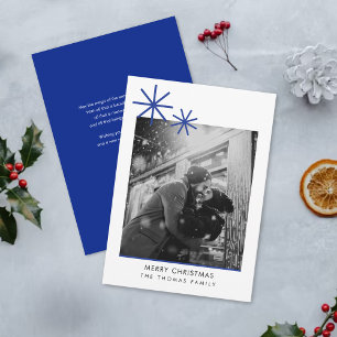 Minimalist Christmas blue Photo Holiday card