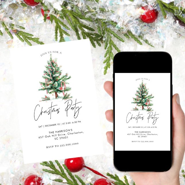 Minimalist Christmas Boho Holiday Dinner Christmas Invitation (Creator Uploaded)