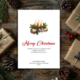 Minimalist Christmas candles wooden log card