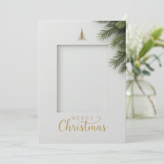 Minimalist Christmas Card with Photo Space (Standing Front)