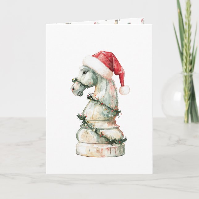 Minimalist Christmas Chess Card (Vertical) – Water (Front)