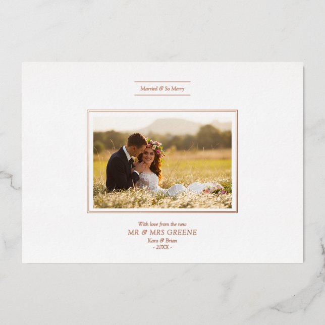 Minimalist Christmas Chic Newlyweds Photo Couple (Front)