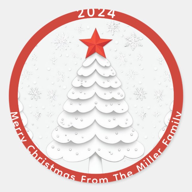 Minimalist Christmas Classic Round Sticker (Front)