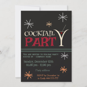 Minimalist Christmas cocktail party corporate Invitation