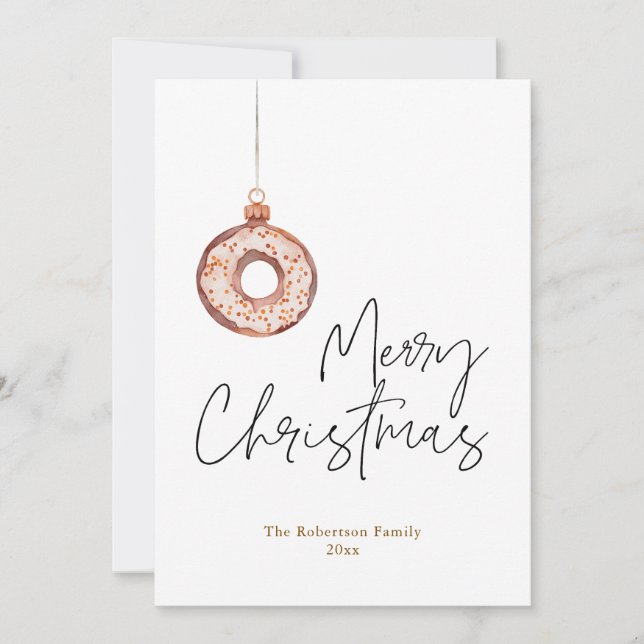 Minimalist Christmas Doughnut Ornament Holiday Card (Front)