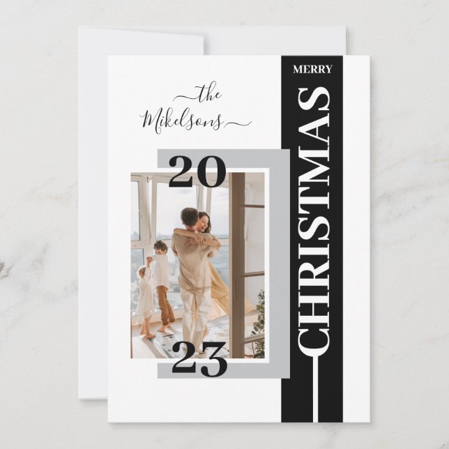 Minimalist Christmas | Elegant Chic Simple Photo Holiday Card (Front)