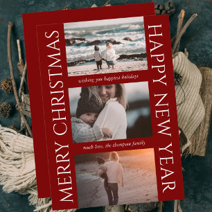 Minimalist Christmas Elegant Simple Photo Collage Holiday Card