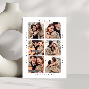 Minimalist Christmas   Elegant Simple Six Photo   Holiday Card