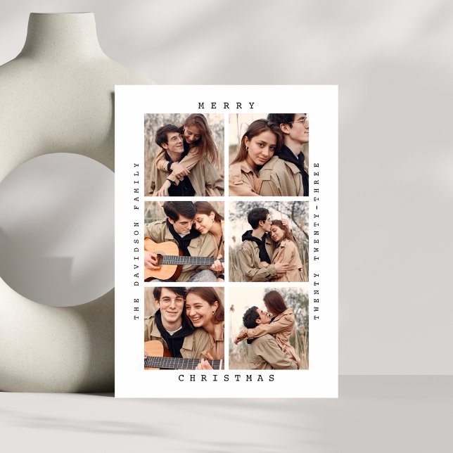 Minimalist Christmas | Elegant Simple Six Photo   Holiday Card (Creator Uploaded)