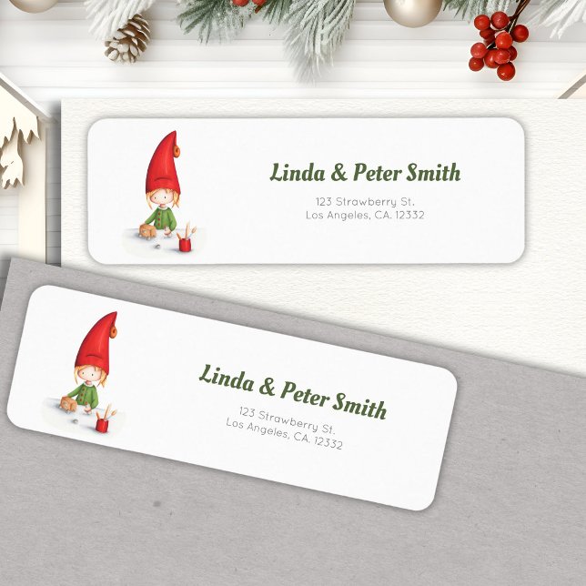 Minimalist Christmas Elf working Return Address (Creator Uploaded)