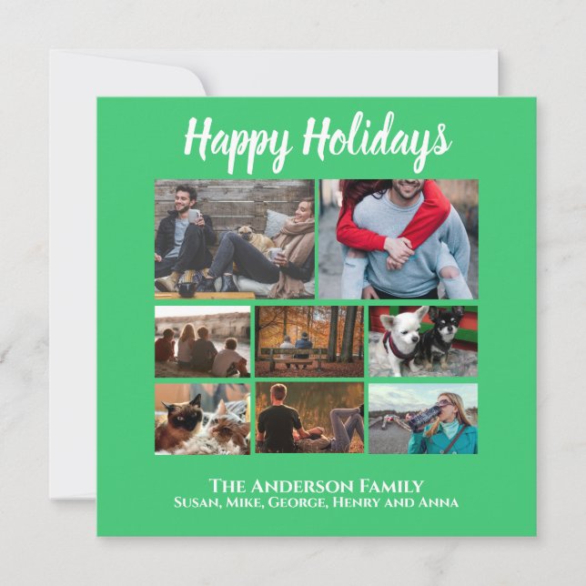 Minimalist Christmas family photo collage green (Front)