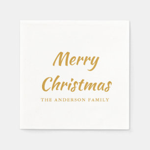 Minimalist Christmas Gold Script Napkin
