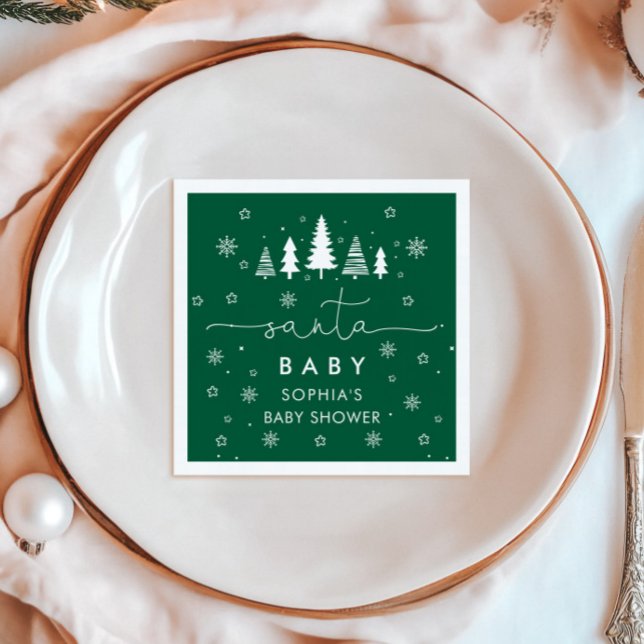 Minimalist Christmas Green Baby Shower Napkins (Creator Uploaded)