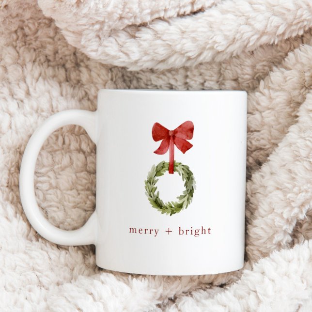 Minimalist Christmas Greenery. Merry + Bright Coffee Mug (Creator Uploaded)