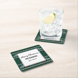 Minimalist Christmas holiday Square Paper Coaster