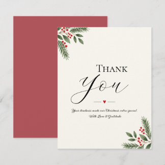 Minimalist Christmas Holiday Thank You Card