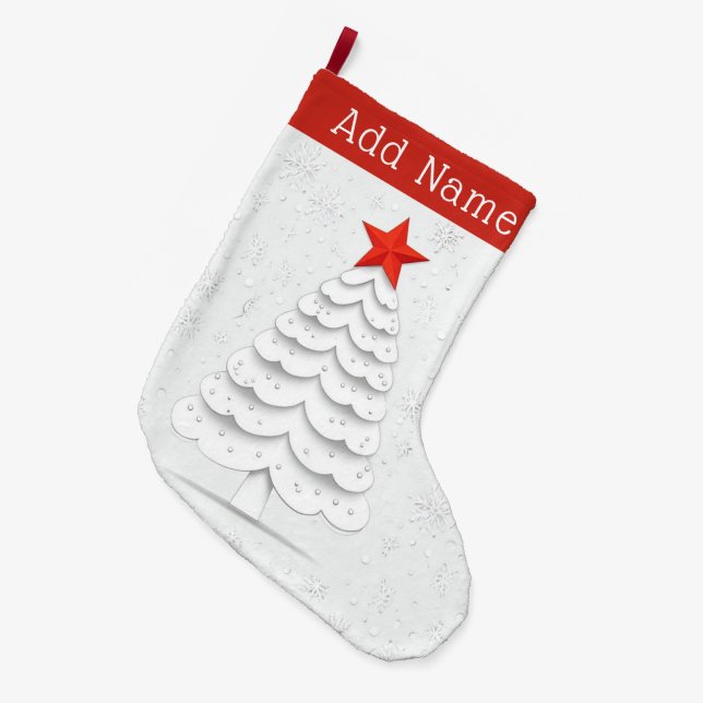 Minimalist Christmas Large Christmas Stocking (Front (Hanging))