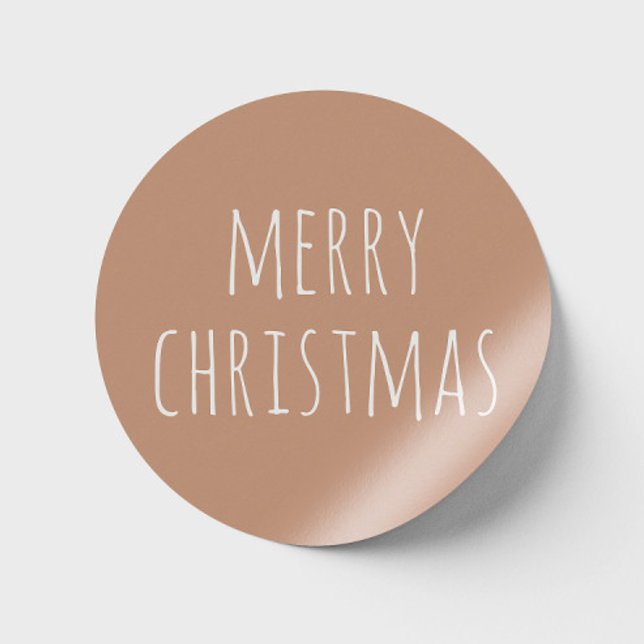 Minimalist Christmas | Light Terracotta Holiday Classic Round Sticker (Creator Uploaded)