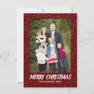 Minimalist Christmas   Modern Elegant Red Photo Holiday Card