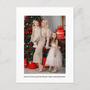 Minimalist Christmas Modern Photo Holiday Message Postcard