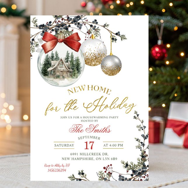 Minimalist Christmas Ornament Housewarming Party Invitation (Creator Uploaded)