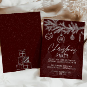 Minimalist Christmas Party Invitation Red