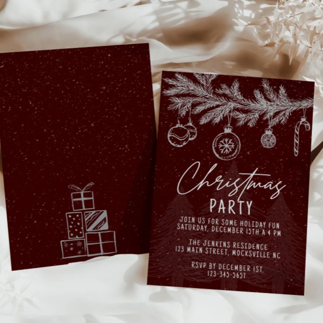 Minimalist Christmas Party Invitation Red (Creator Uploaded)