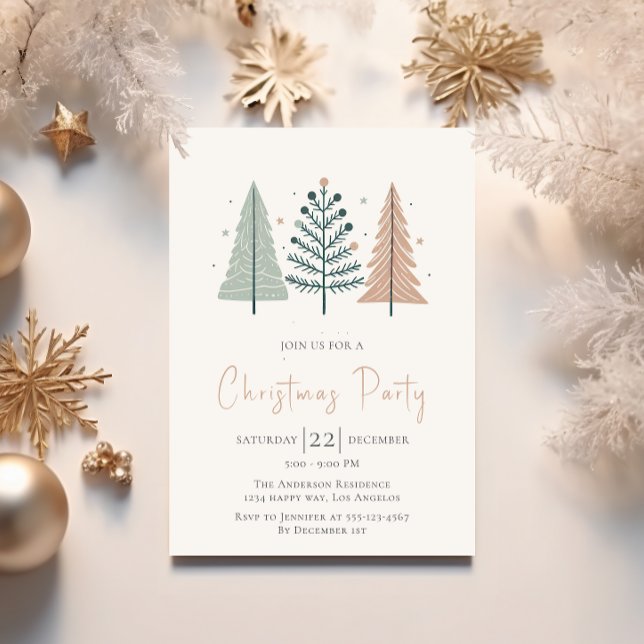 Minimalist Christmas Party Invitation -Winter Tree (Creator Uploaded)