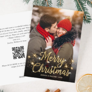 Minimalist Christmas PHOTO Greeting QR code Holiday Card