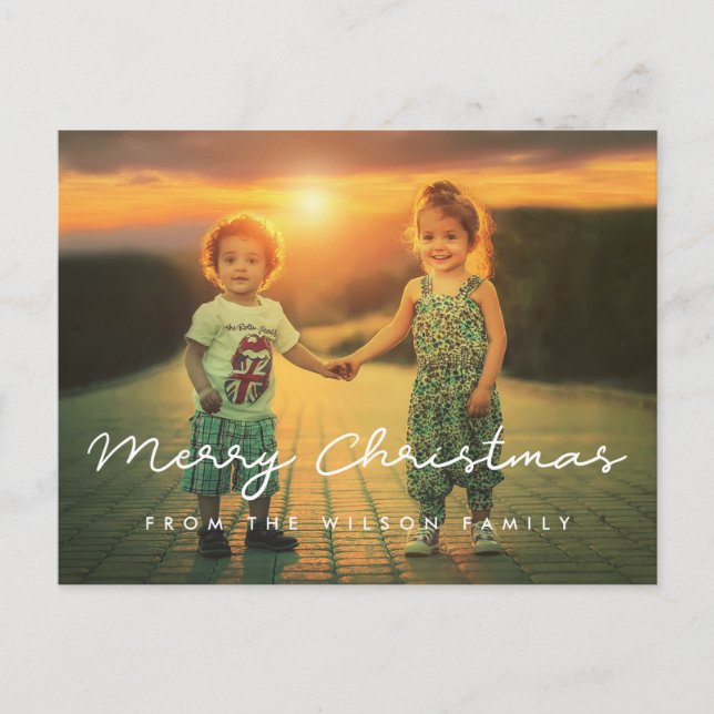 Minimalist Christmas photo Postcard (Front)