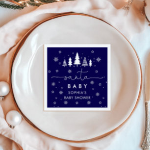 Minimalist Christmas Santa Baby Shower Napkins