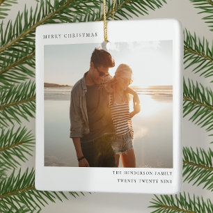 Minimalist Christmas Simple Informal Modern Photo Ceramic Ornament