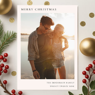 Minimalist Christmas Simple Informal Modern Photo Holiday Card