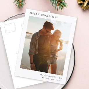 Minimalist Christmas Simple Informal Modern Photo Holiday Postcard