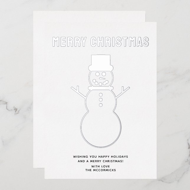 Minimalist Christmas Snowman Silver (Front/Back)