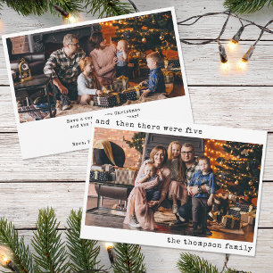 Minimalist Christmas Then There Were Five Family Holiday Card