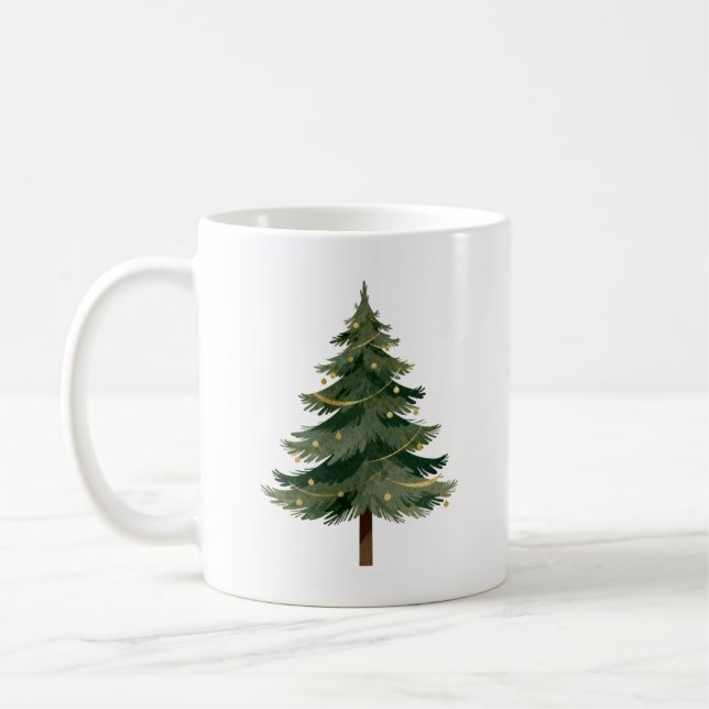 Minimalist Christmas Tree Design Coffee Mug (Left)