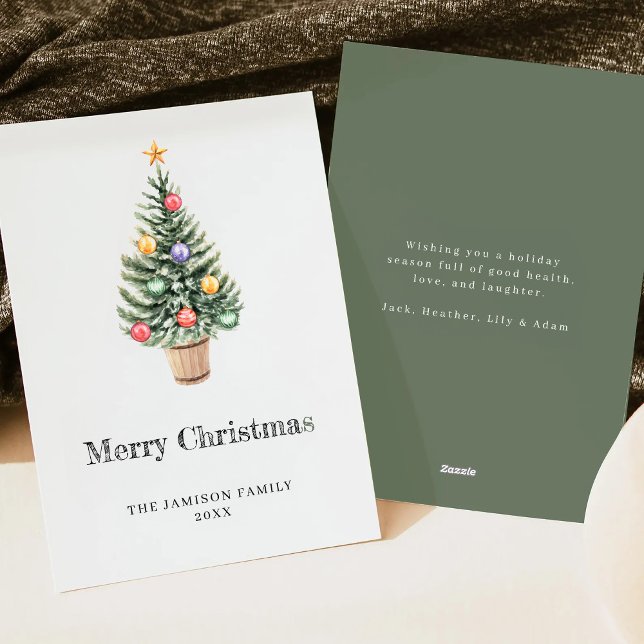 Minimalist Christmas Tree  Family Name Year  Holiday Card (Creator Uploaded)