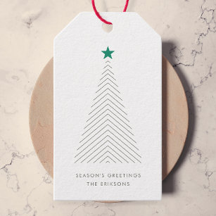 Minimalist Christmas Tree   Green Star Scandi Gift Tags