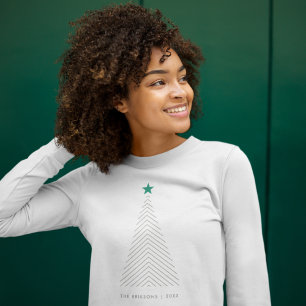 Minimalist Christmas Tree   Green Star Scandi Sweatshirt